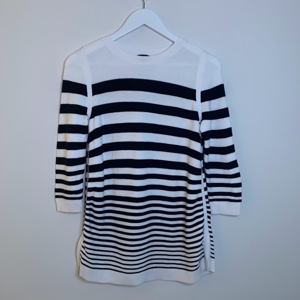 Talbots Black and White Stipe Long Sleeve